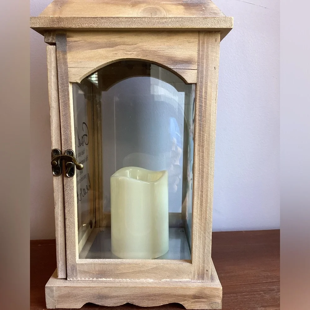 Wooden Lantern with glass panels & door